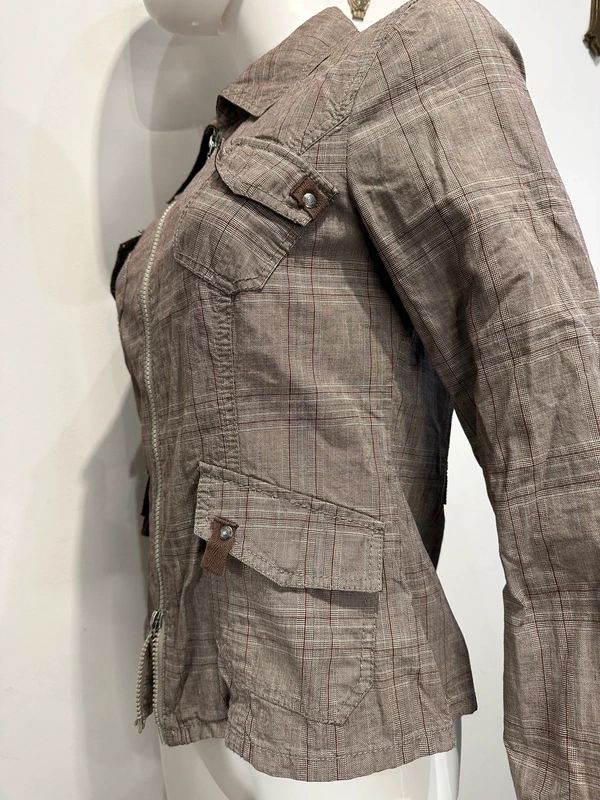 Vintage Plaid Utility Dual Zip Jacket (M)