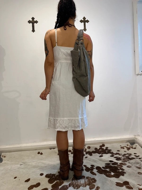 European Vintage Lace Cotton Milkmaid Summer Dress