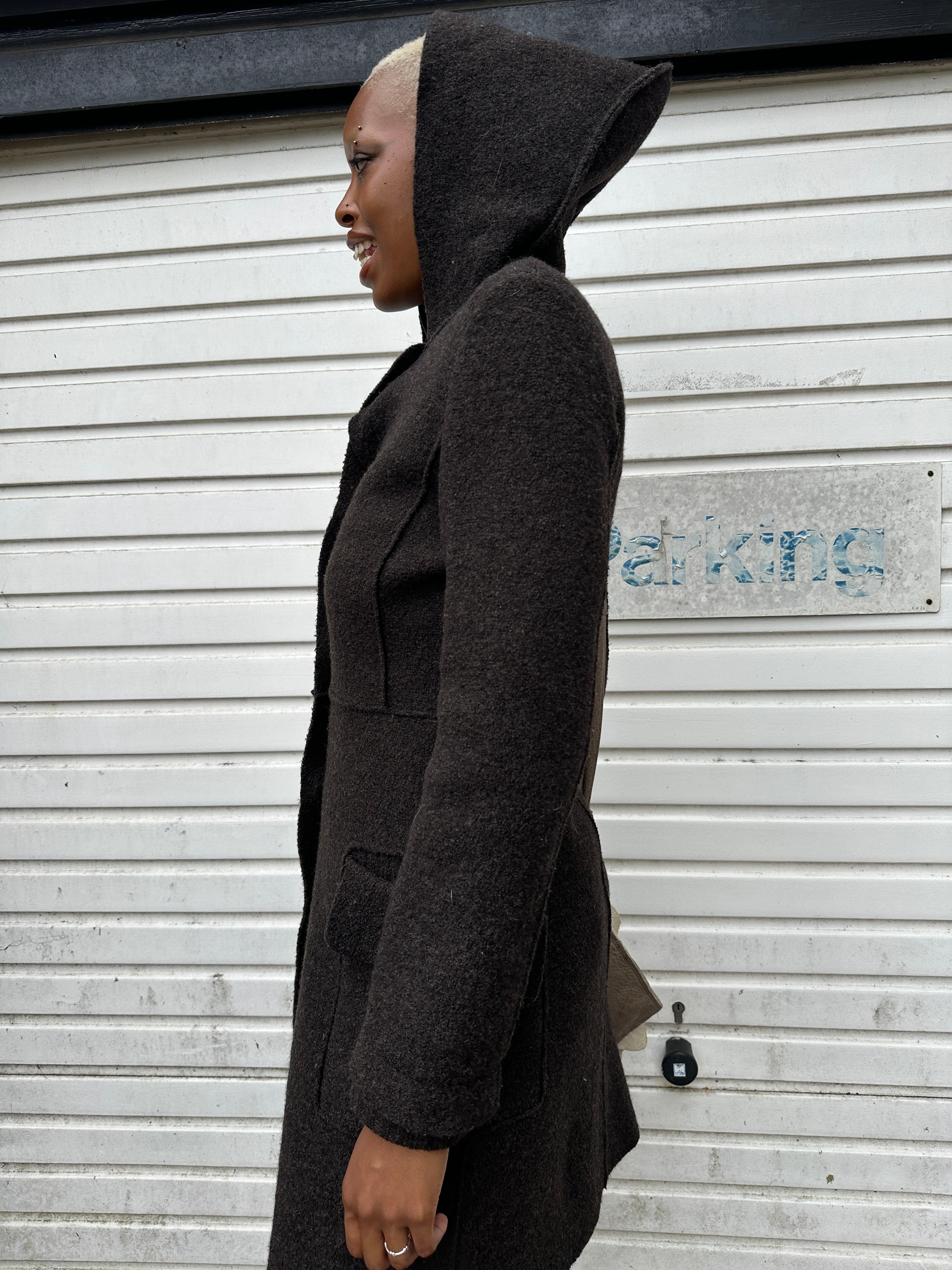 Vintage Cop Copine Gothic Hooded Button Coat (S)
