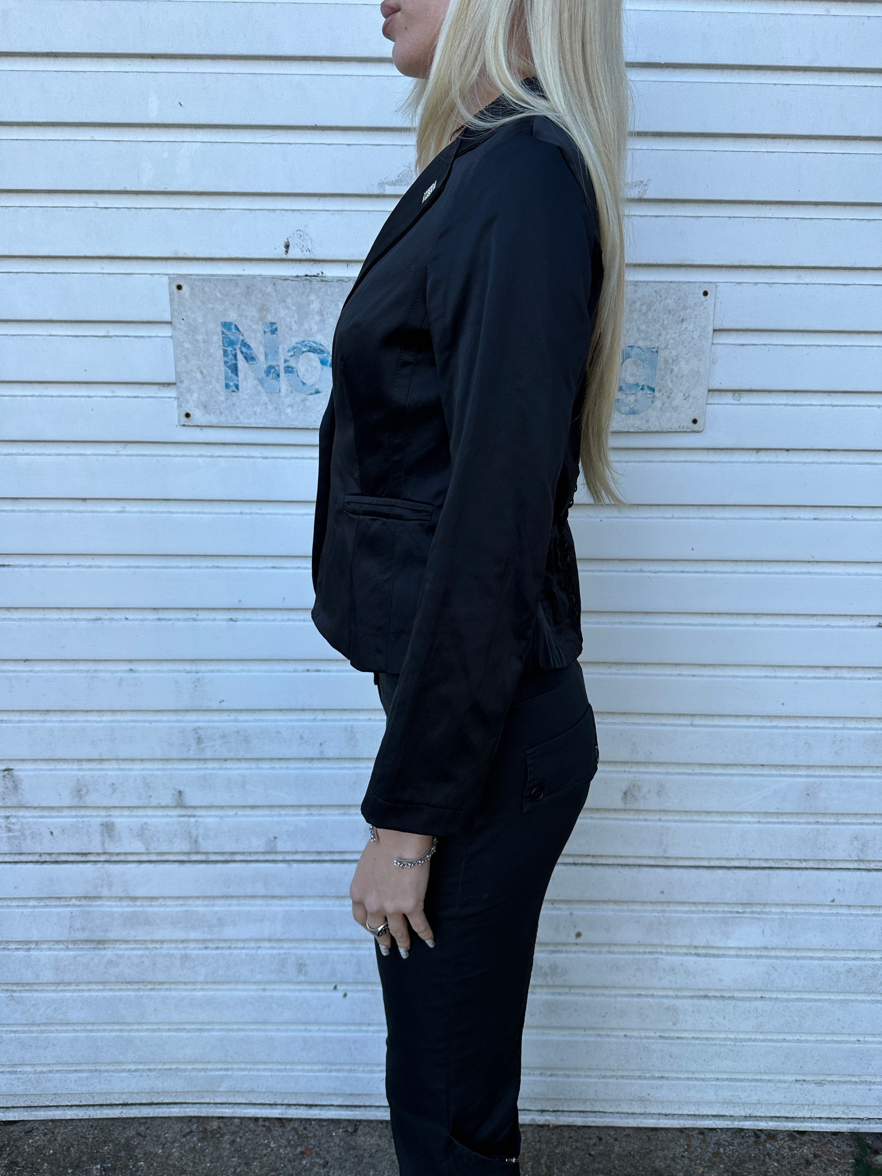 Vintage Italian Lace up Back Cropped Blazer Jacket (S/M)