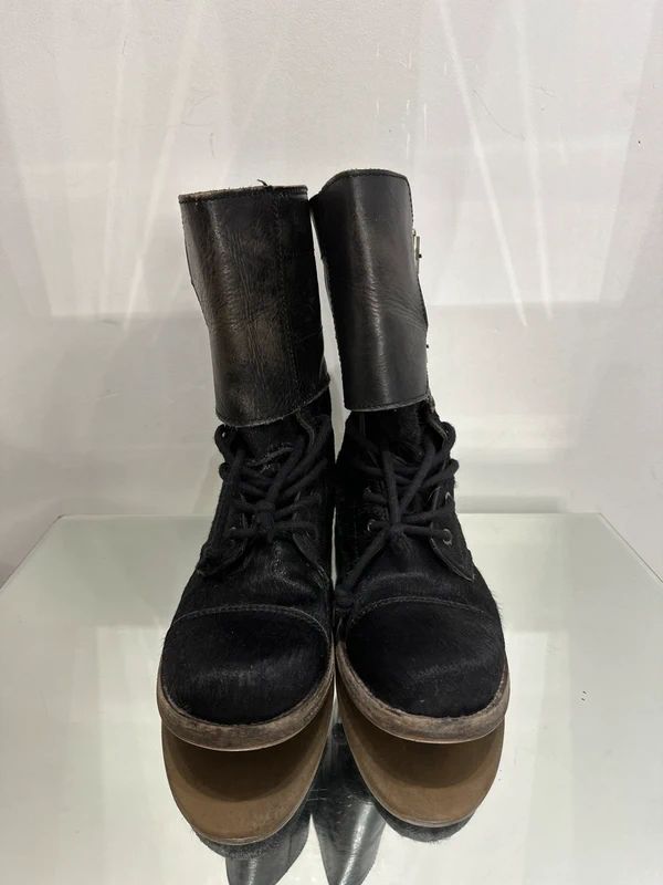 Vintage AllSaints Buckle Ponyhair Leather Ankle Boots (UK 5 US 7 EU 38)