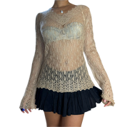 Vintage Crochet Sweater with Sequins (S/M)