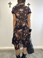 Vintage Italian Sheer Floral Summer Dress (M)