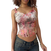 Vintage Abstract Print Mesh Cami by Roberta Scarpa (S) ⠀