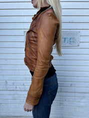 Vintage Italian Leather Cropped Jacket (XS)
