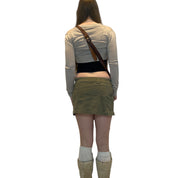 Y2K Khaki Zipper Mini Skirt (s)