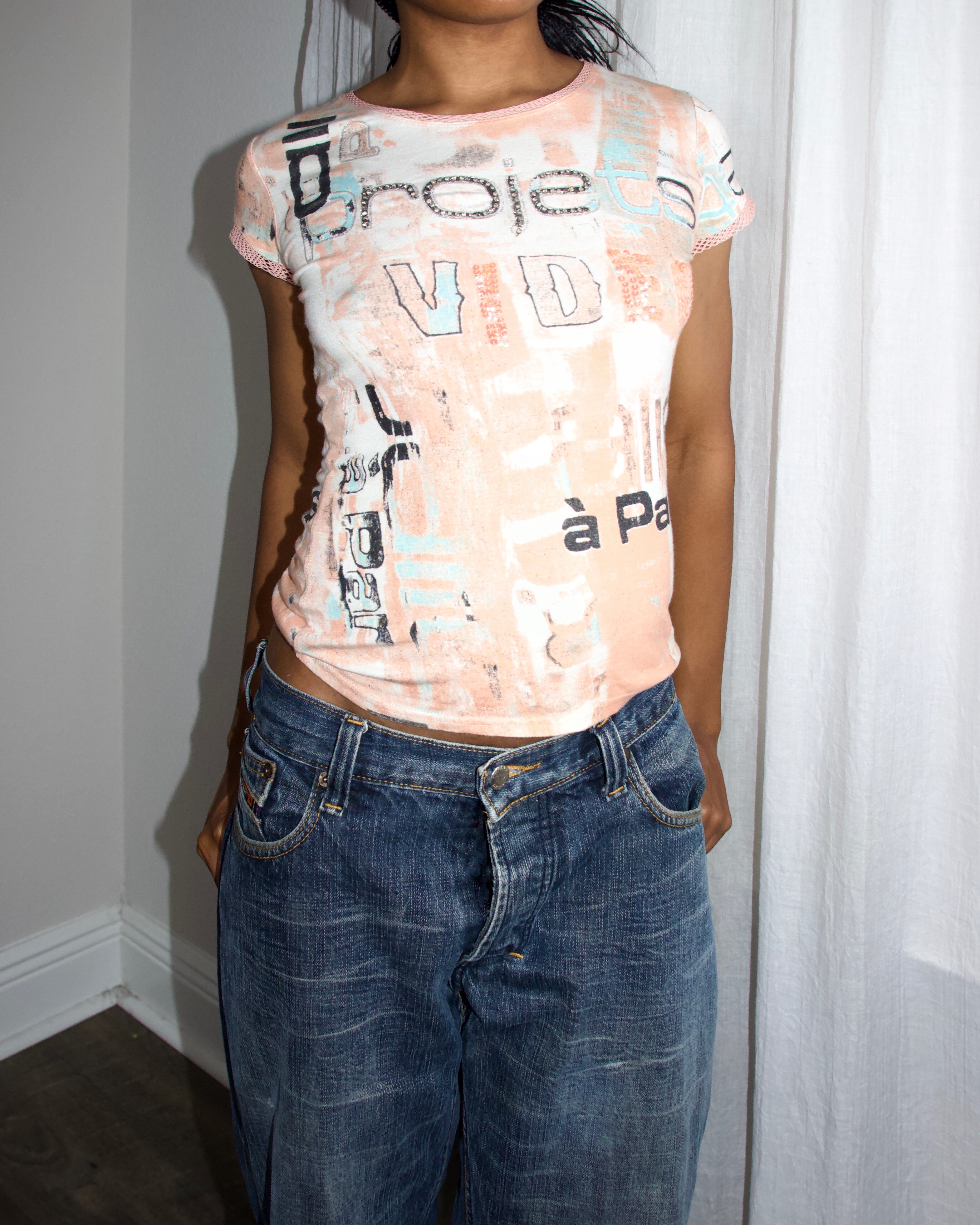 Y2K Save the Queen Mixed Media Top (S-M)