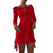 Vintage Italian Red Ruffle Mini Dress (S)