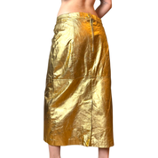 Vintage Gold Leather Skirt Suit (M/L)