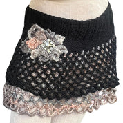 Crochet Studded Flower Mini Skirt (L)