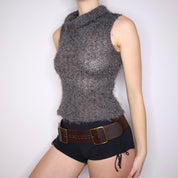 90s Fuzzy Grey Sleeveless Top (S/M)