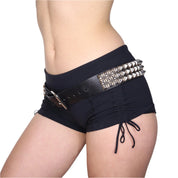 Y2K Studded Black Leather Belt (S/M) 