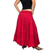 Vintage Flowy Red Maxi Skirt (S)