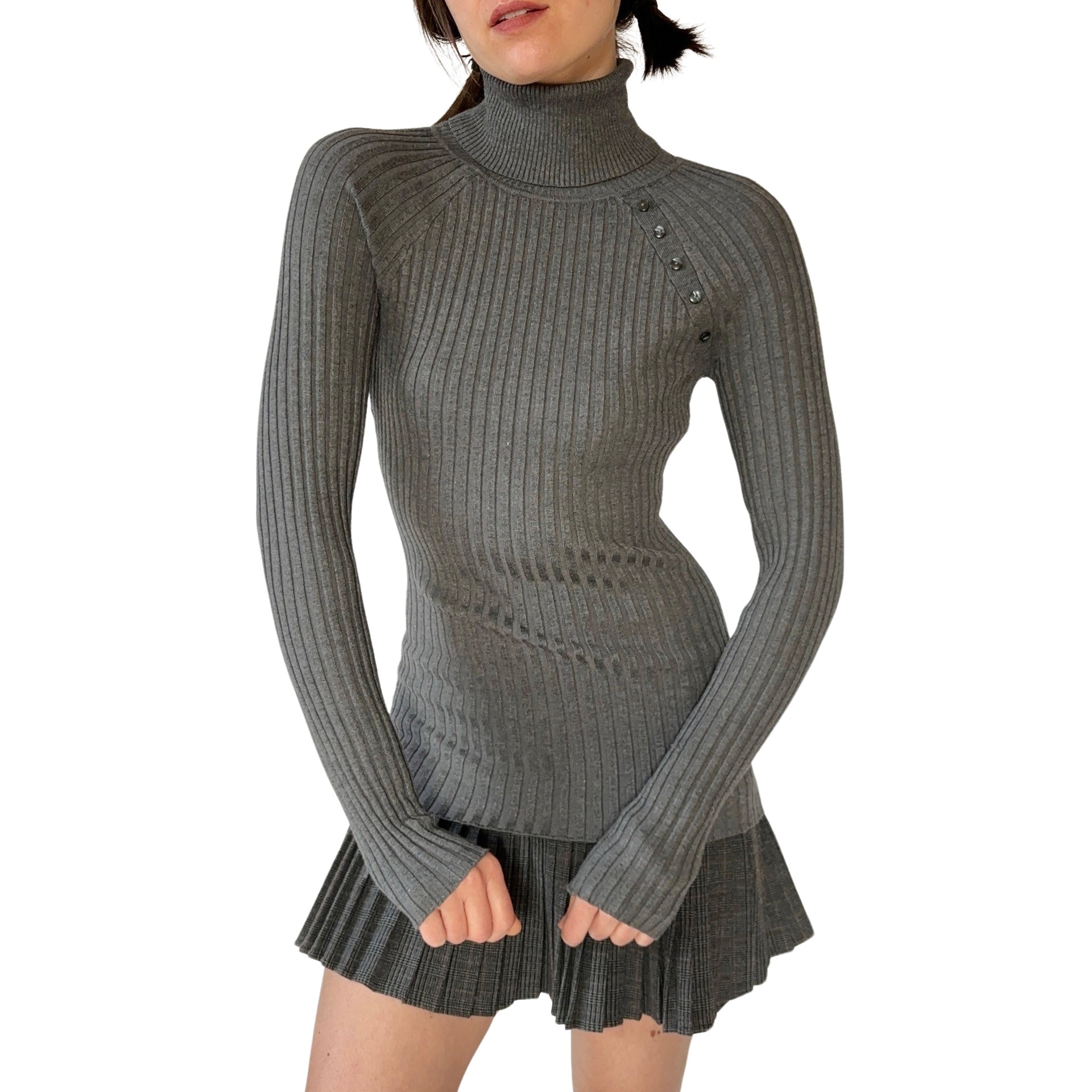 2000s Charcoal Ribbed Turtleneck (S)