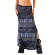 90s Slinky Blue Maxi Skirt (S)