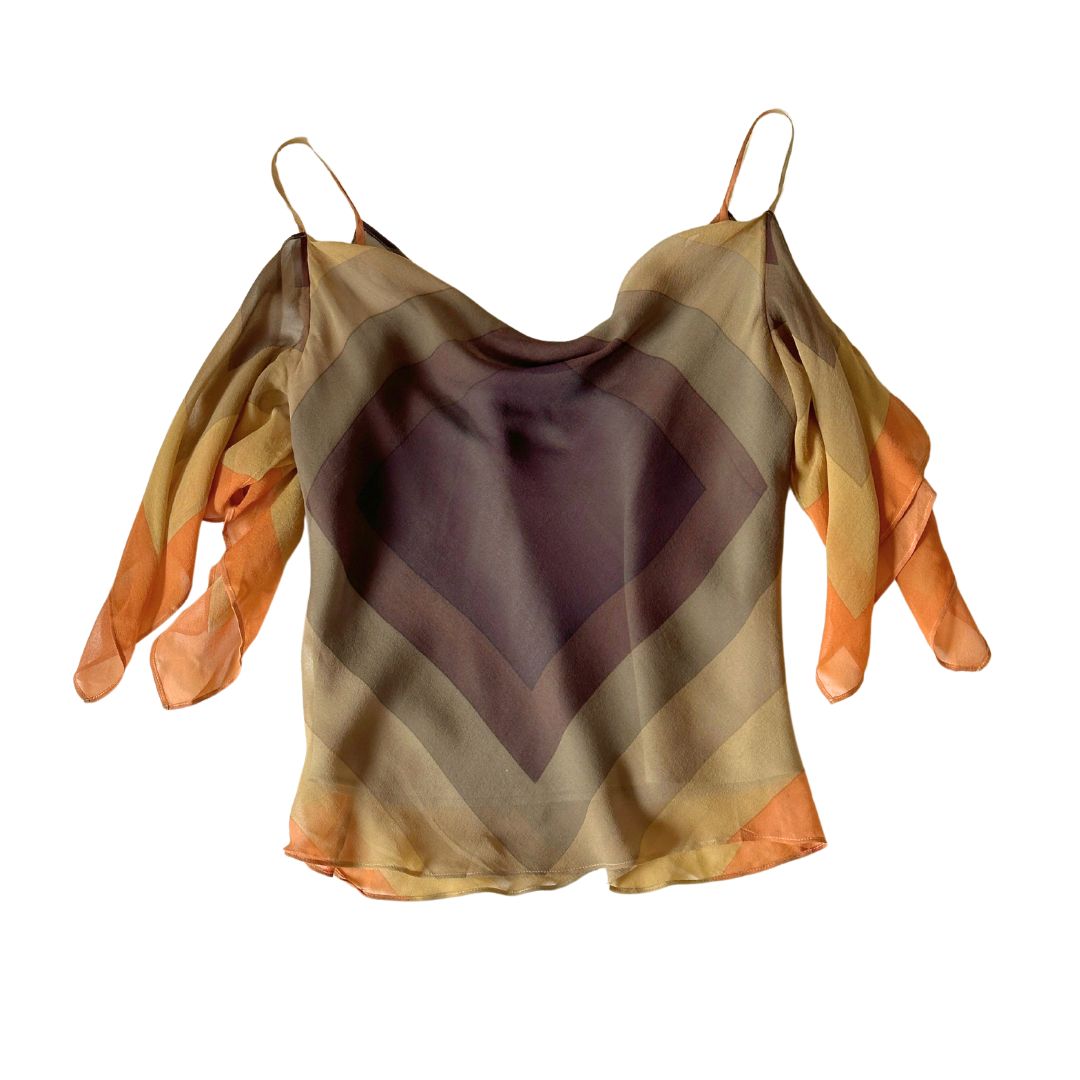 BCBG Geometric Silk Skirt + Top Set (XS/S)