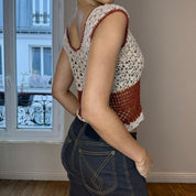 Vintage Brown & Tan Crocheted Tank (S)