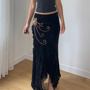 Vintage Italian Velvet Maxi Skirt (M)