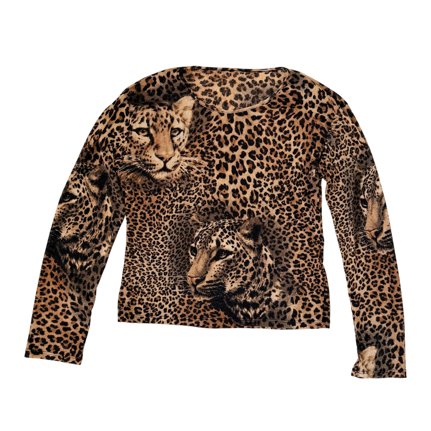 Italian Vintage Mesh Leopard Top (M)