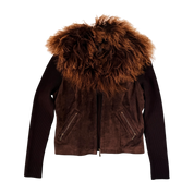 Early 2000s Mongolian Lamb Fur & Suede Leather Jacket (S/M)