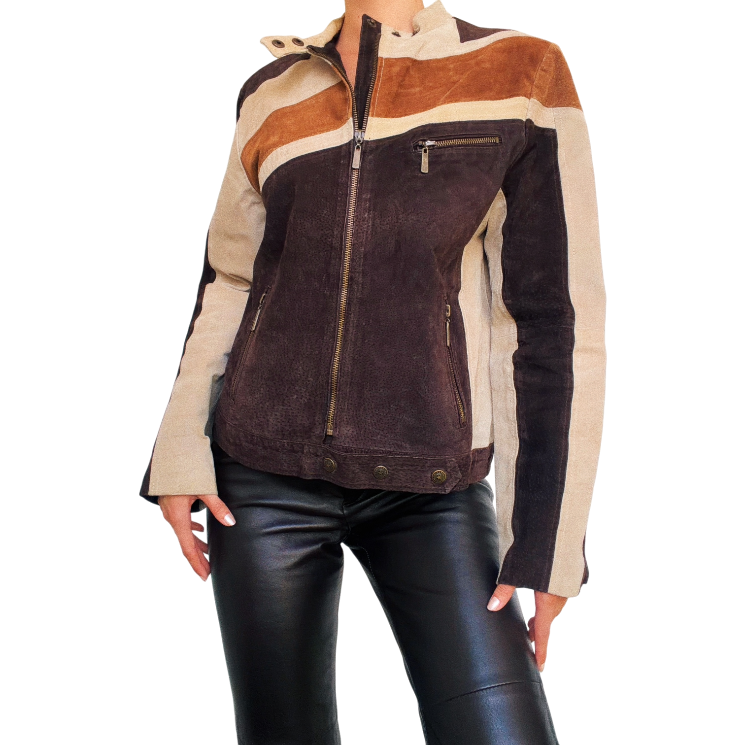 Vintage Genuine Suede Leather Moto Jacket (S/M)