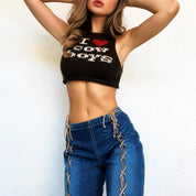 Knit Cowboys Crop Top - XS