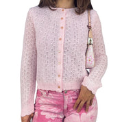 60s Pink Pearl Embellished Cardigan (S/M)