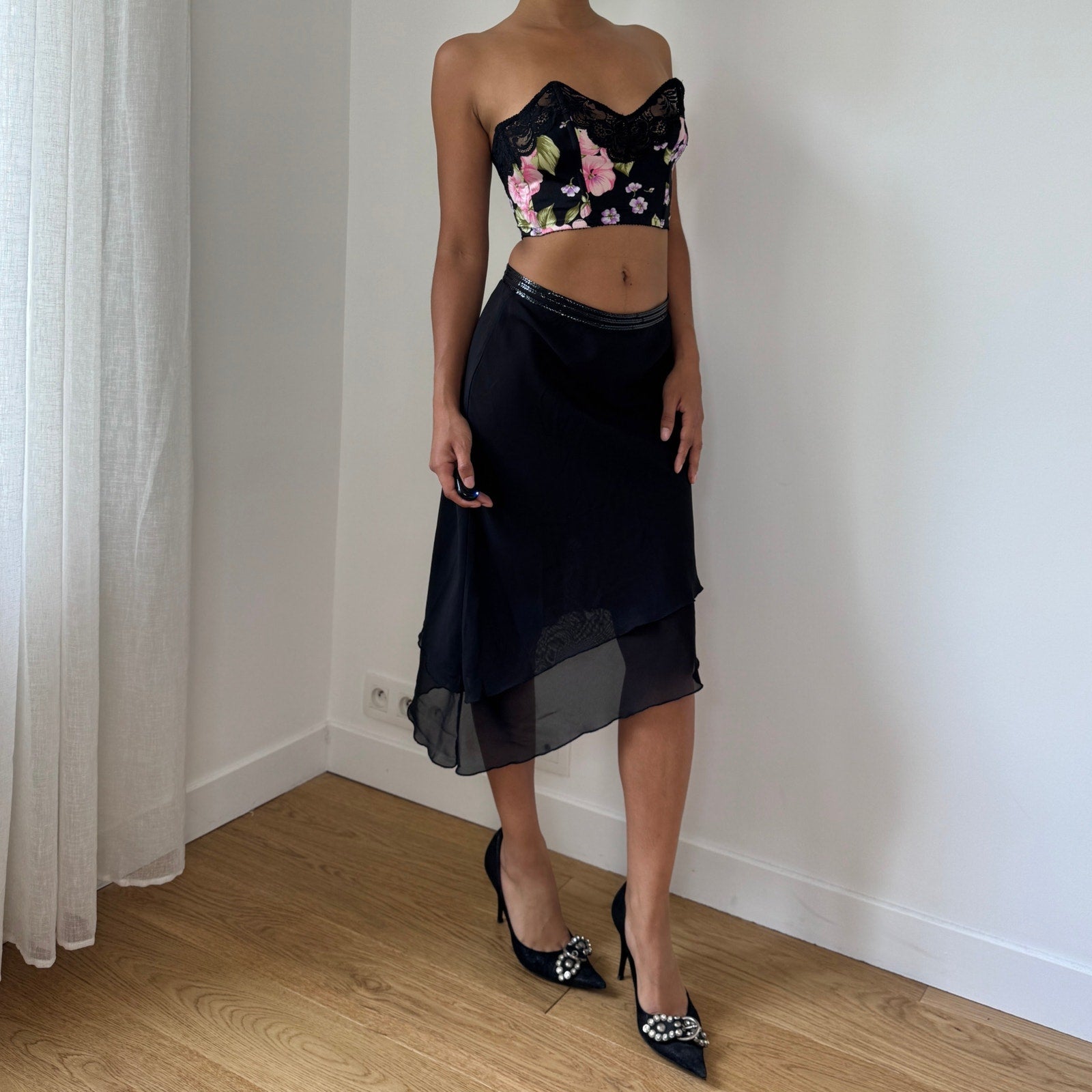 Vintage 90s Italian Floral Bustier (36B)