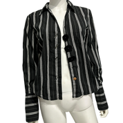 Vintage Parisian 90s Chic Pinstripe Shirt (M)