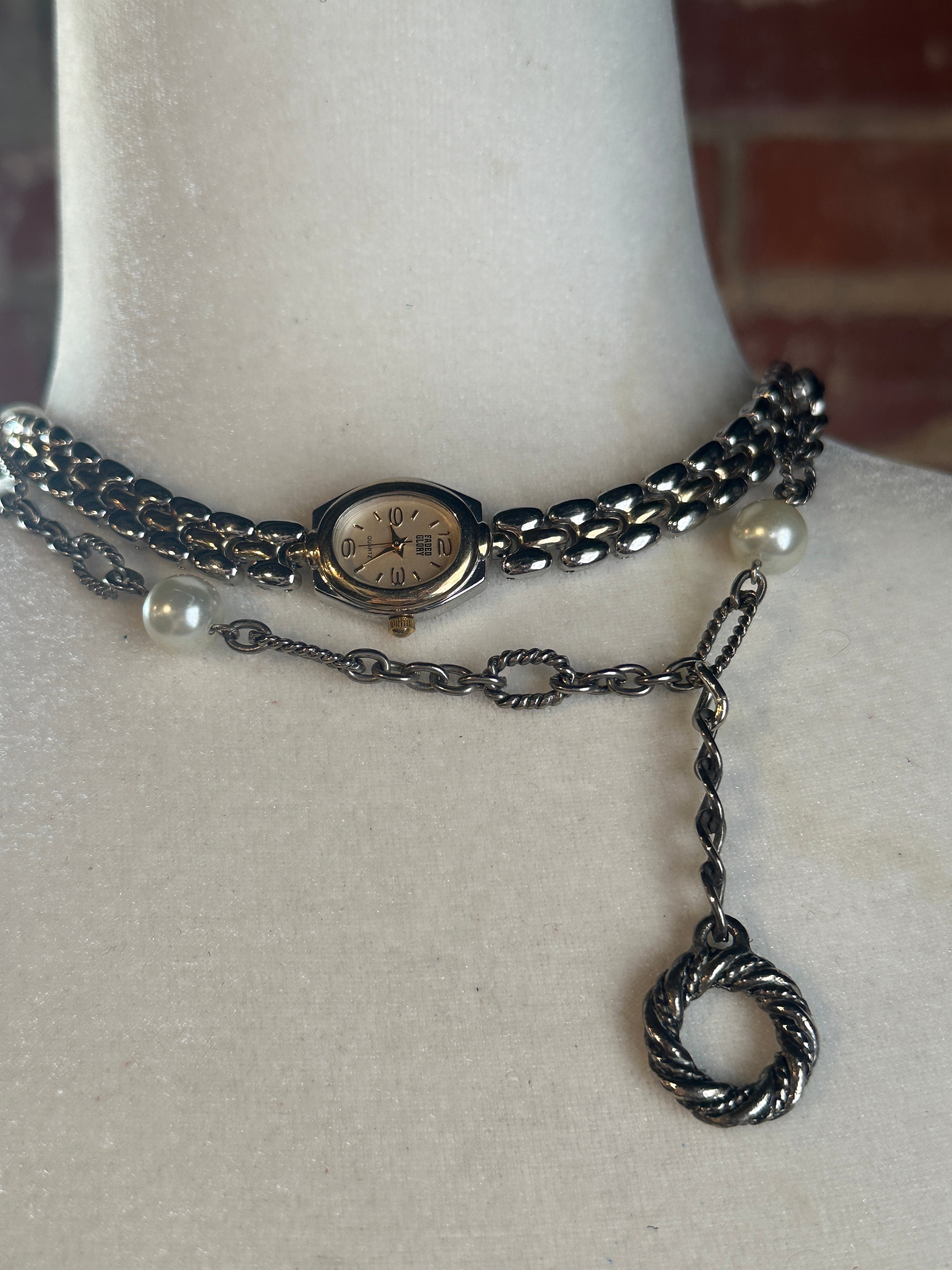 Silver and Gold Clock Choker