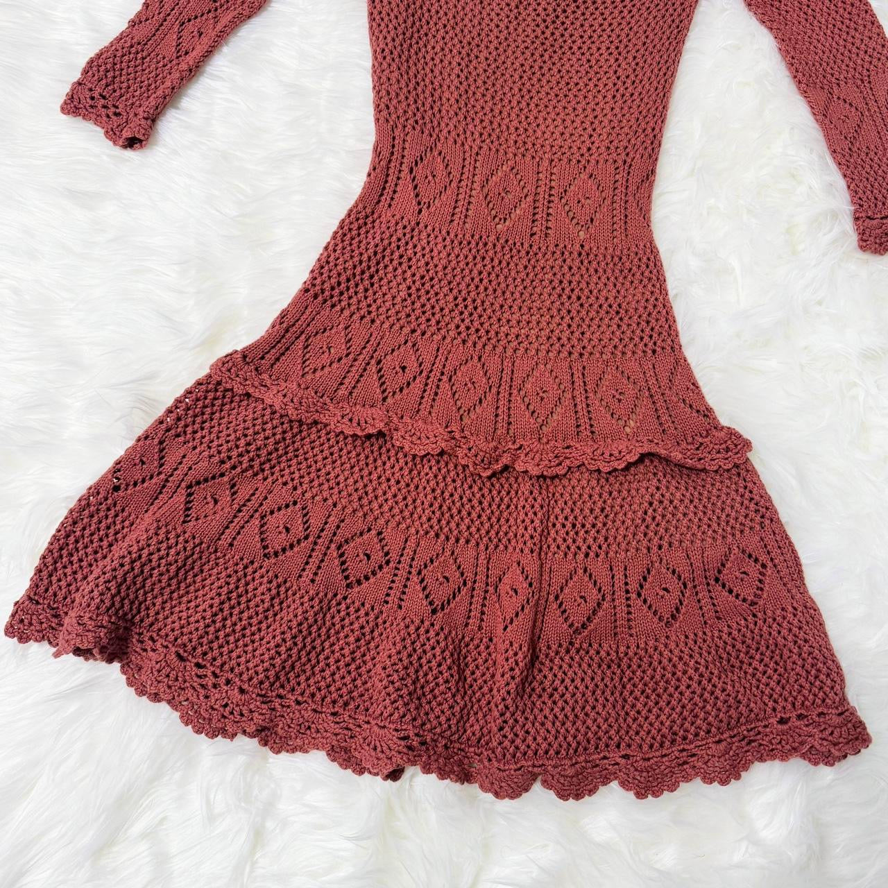 2000s Desert Rose Crochet Mini Dress (S)