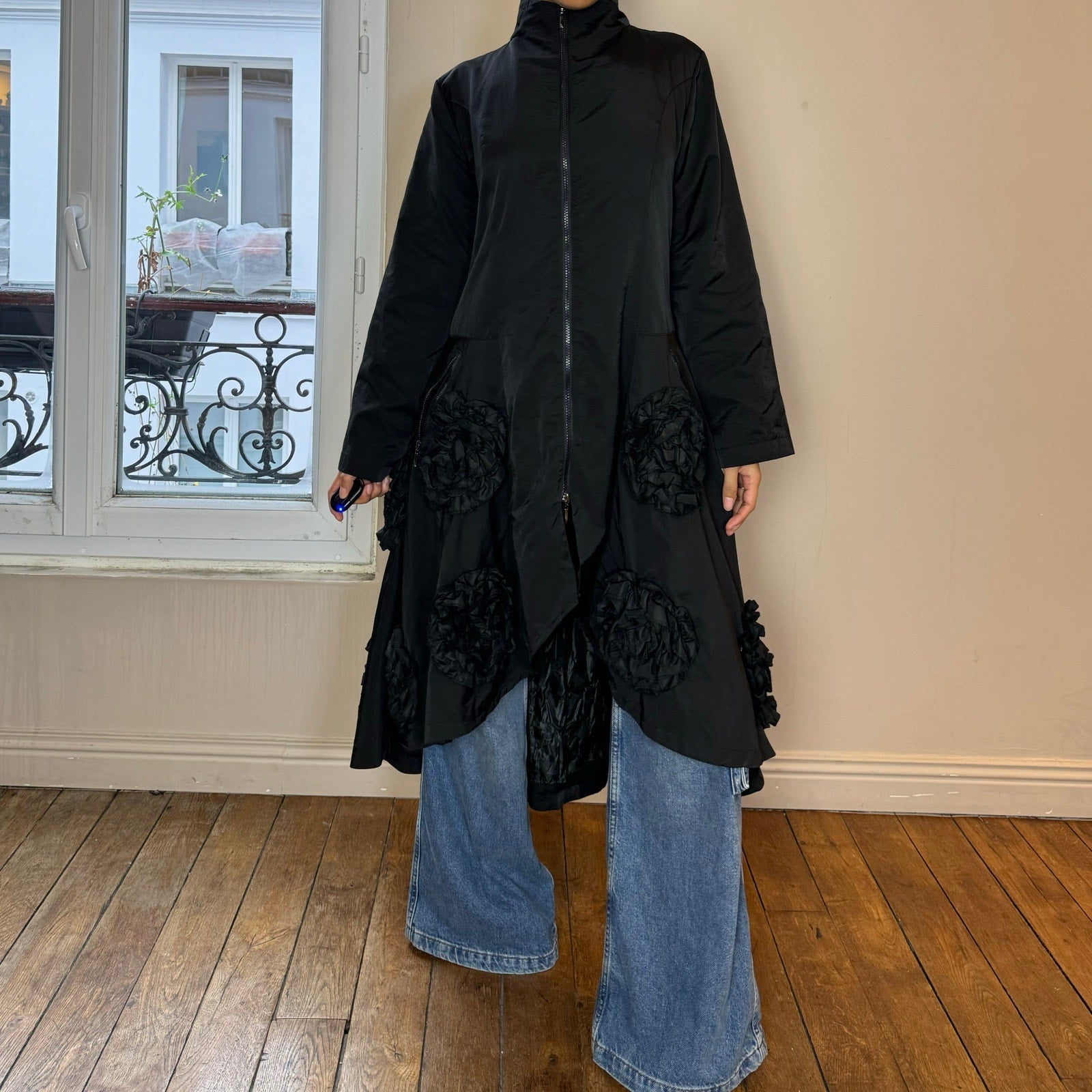 Vintage Goth Black Maxi Coat (S)
