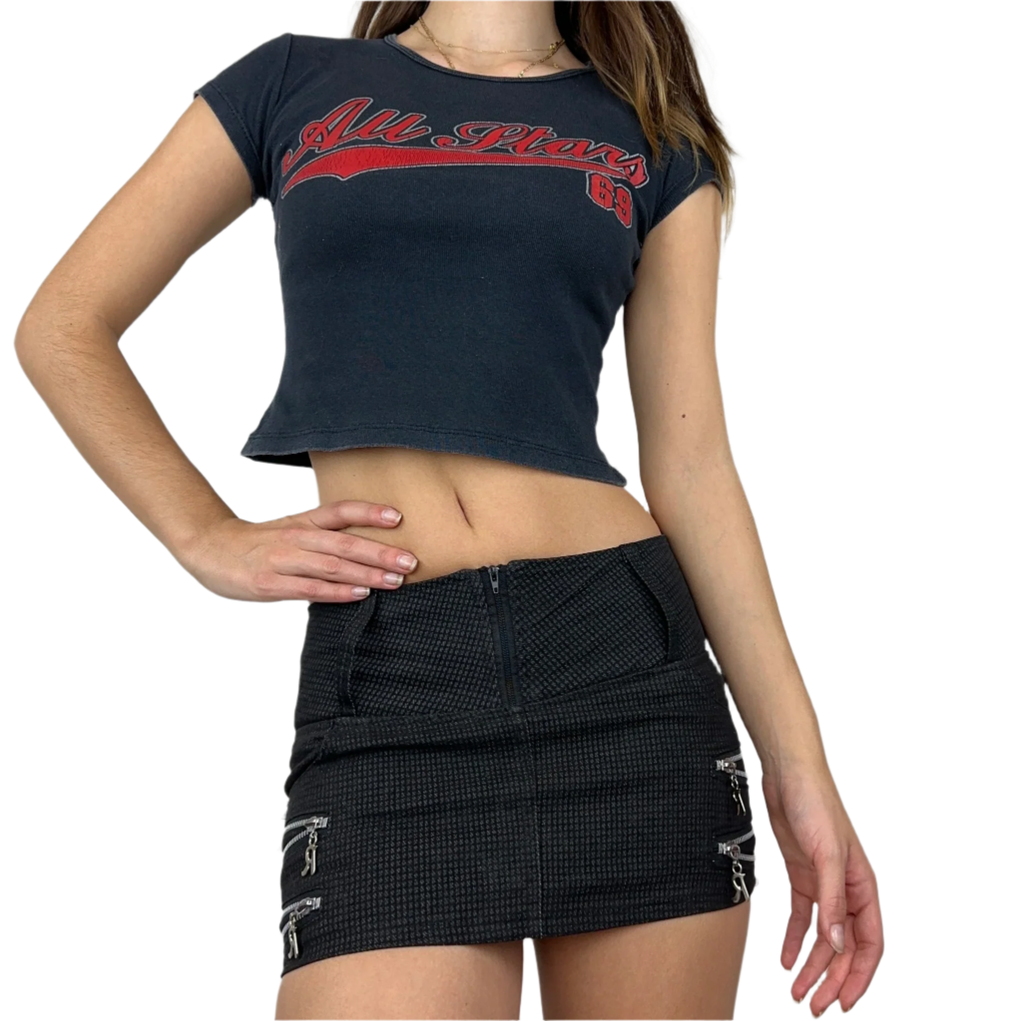 Grunge Zip Mini Skirt (XXS)