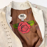 2000s Painted Rose & Studded Leather Jacket (S/M)