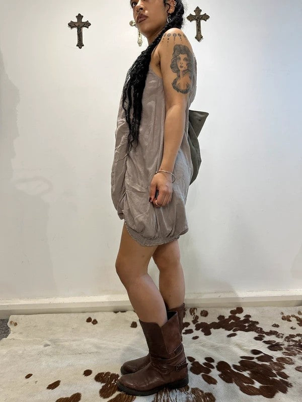Vintage 100% Cotton Ruched Indie Sleaze Mini Dress (S)