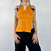 Vintage Striped Polo Halter Top (XS)