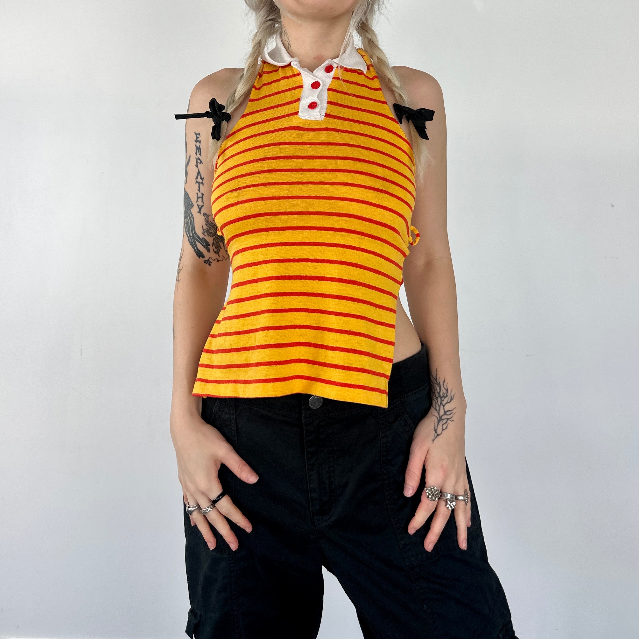 Vintage Striped Polo Halter Top (XS)