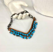 Leather & beads choker for