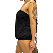 Vintage Italian Avant Garde Black Drape Bandeau Top (S)