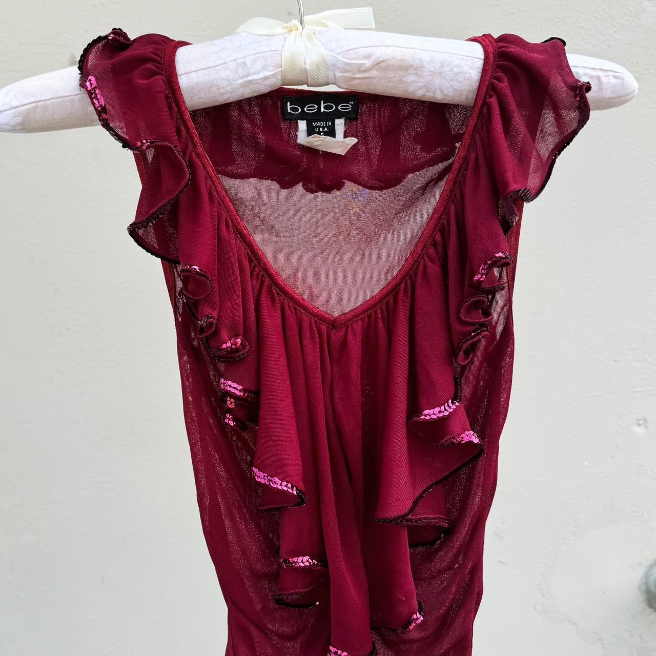 Bebe 90's Mesh Ruffle Cami (XS)