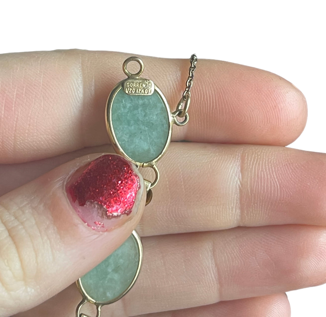 Real Jade Bracelet on 12k Gold Fill Chain