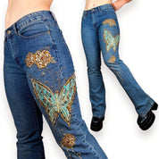 Y2K Butterfly Flare Jeans (M/L)