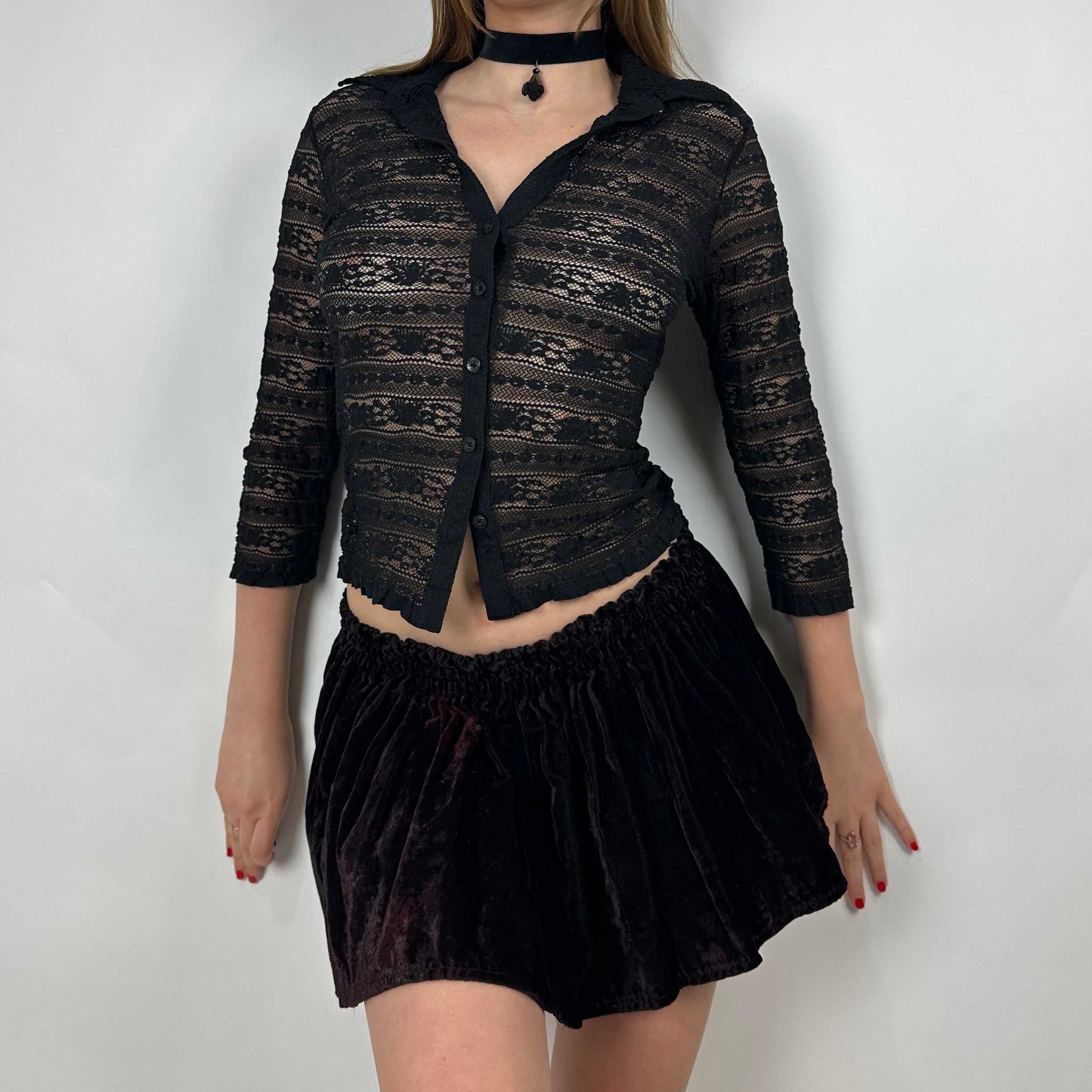 2000s Guess Lace Button Down Top (S/M)