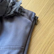 Vintage 90s Grey Satin Midi Dress (XS/S)