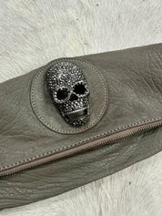 Vintage 2000s 2010s Thomas Wylde Leather Skull Clutch Bag