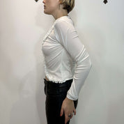 Vintage Ruffle White Blouse (S)