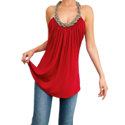Cherry Red Chain Halter Top (M/L)
