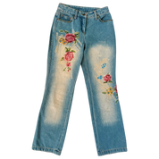 Vintage Floral Appliqué Jeans (S)