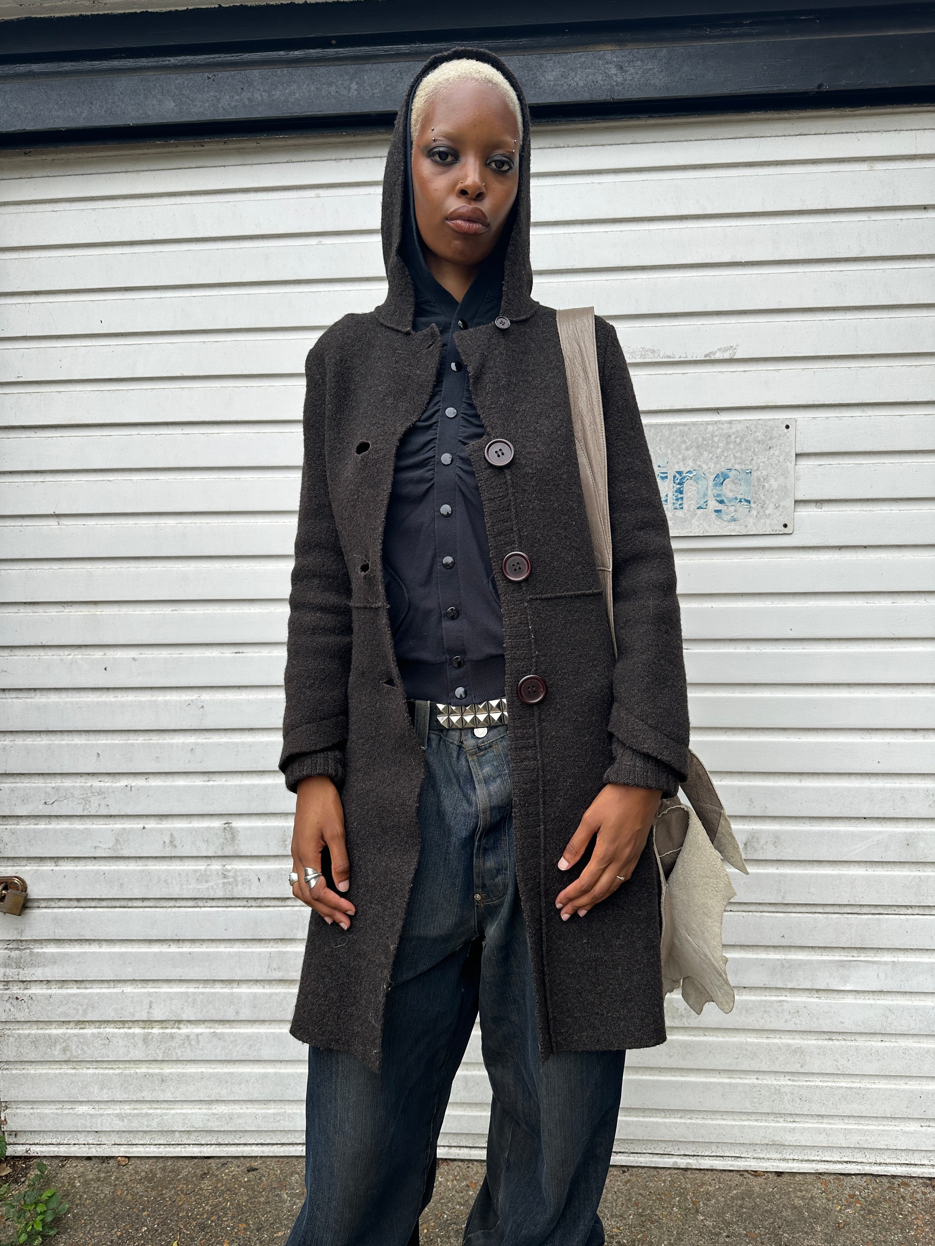 Vintage Cop Copine Gothic Hooded Button Coat (S)
