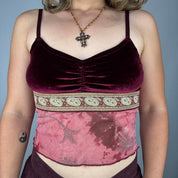 Y2K Vampy Burgundy Velvet & Mesh Cami (M)
